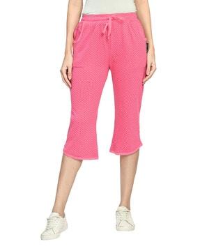 polka-dot print relaxed fit capris