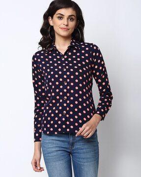 polka-dot print relaxed fit shirt