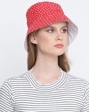 polka-dot print reversible bucket hat