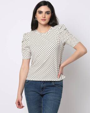 polka-dot print round-neck t-shirt