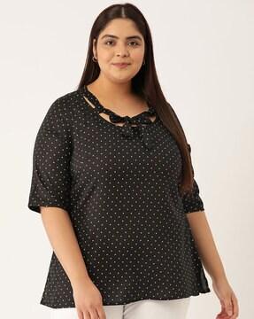 polka-dot print round-neck top