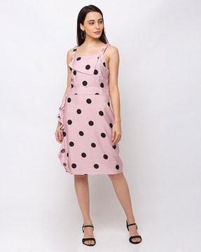 polka-dot print sheath dress