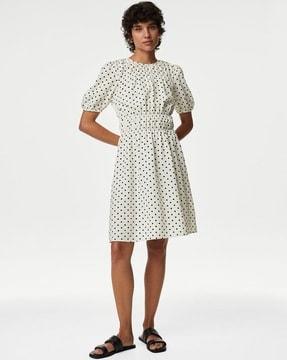 polka-dot print shift dress