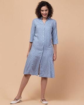 polka-dot print shirt dress