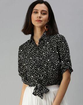 polka-dot print shirt top