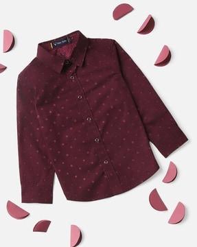 polka-dot print shirt with spread collar