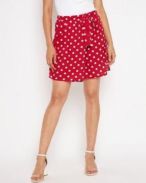 polka-dot print shorts with tie-up waist