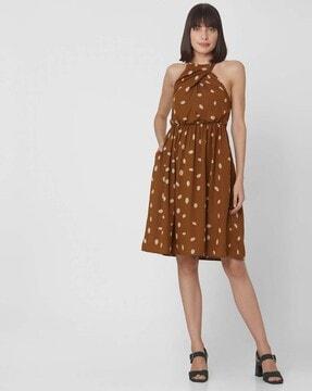 polka-dot print skater dress