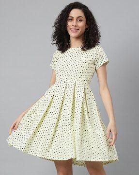 polka-dot print skater dress