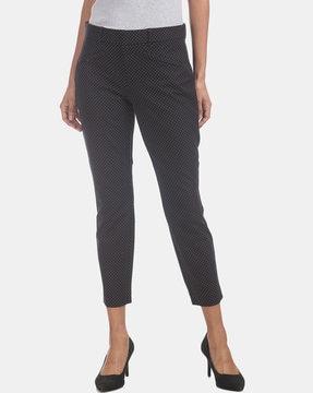 polka dot print skinny ankle-length pants