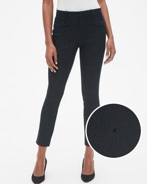 polka-dot print skinny fit ankle-length pants