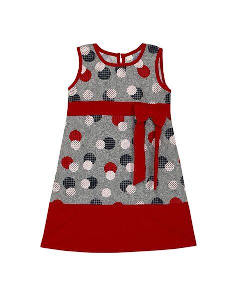 polka-dot print sleeveless a-line dress
