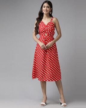 polka-dot print sleeveless dress