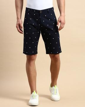 polka-dot print slim fit shorts