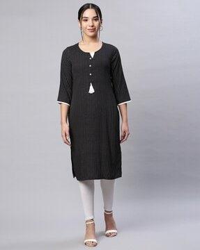 polka-dot print straight kurta