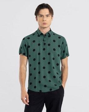 polka-dot print t-shirt with crew neck