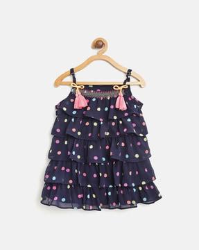 polka dot print tiered a-line dress