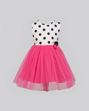 polka-dot print tiered dress