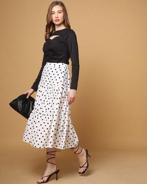 polka-dot print tiered skirt