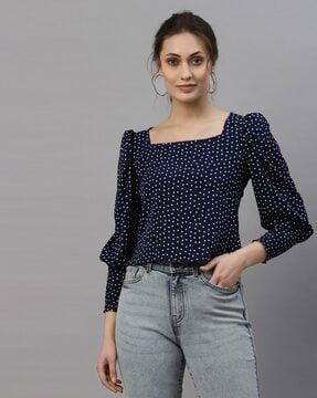 polka-dot print top