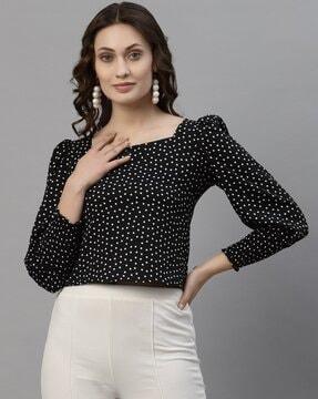 polka-dot print top