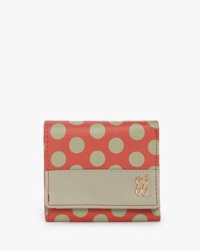 polka-dot print tri-fold wallet