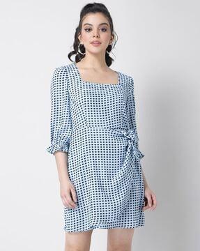 polka-dot print wrap dress