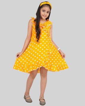 polka-dot printed fit and flare dress