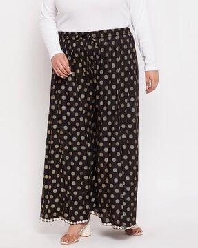 polka-dot printed shararas with elasticated drawstring waist