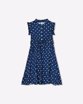 polka-dot regular fit a-line dress