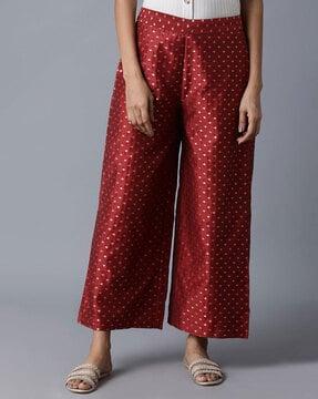 polka-dot relaxed fit polyester pants