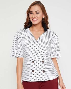 polka-dot relaxed fit top