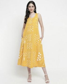 polka-dot round-neck dress