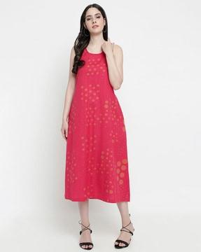 polka-dot round-neck dress