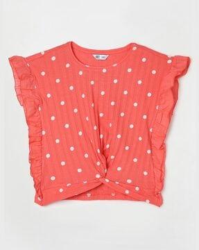 polka-dot round-neck t-shirt