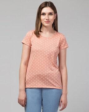 polka-dot round-neck t-shirt