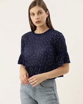 polka-dot round-neck top