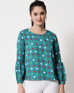 polka-dot round-neck top