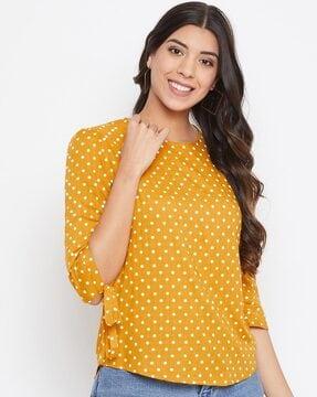 polka-dot round-neck top