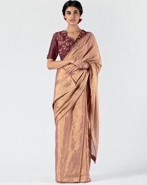 polka-dot saree with contrast border