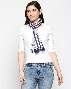 polka-dot scarf with tassels