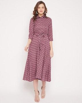 polka-dot shirt dress