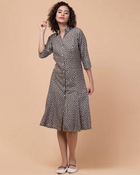 polka-dot shirt dress