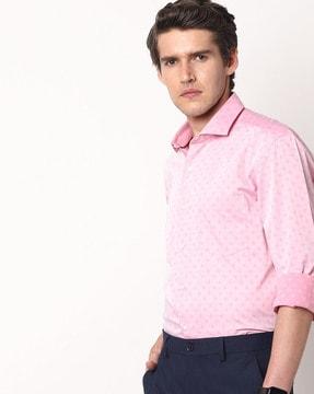 polka-dot shirt with patch pocket