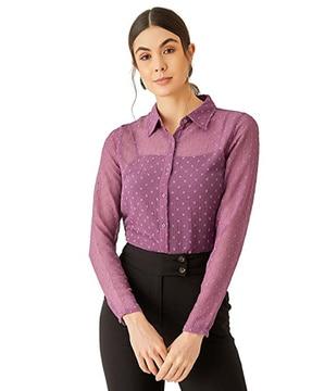 polka-dot shirt with spread collar