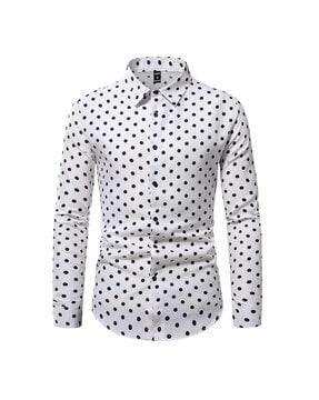 polka-dot shirt with spread collar