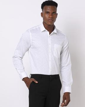 polka-dot slim fit cotton shirt