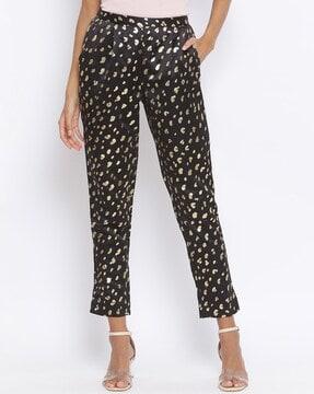 polka-dot slim fit pants with elasticated