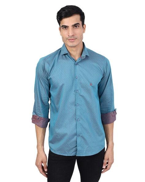 polka-dot slim fit shirt