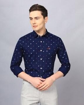 polka-dot slim fit shirt